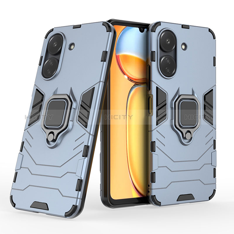 Coque Contour Silicone et Plastique Housse Etui Mat avec Magnetique Support Bague Anneau KC1 pour Xiaomi Poco C65 Plus