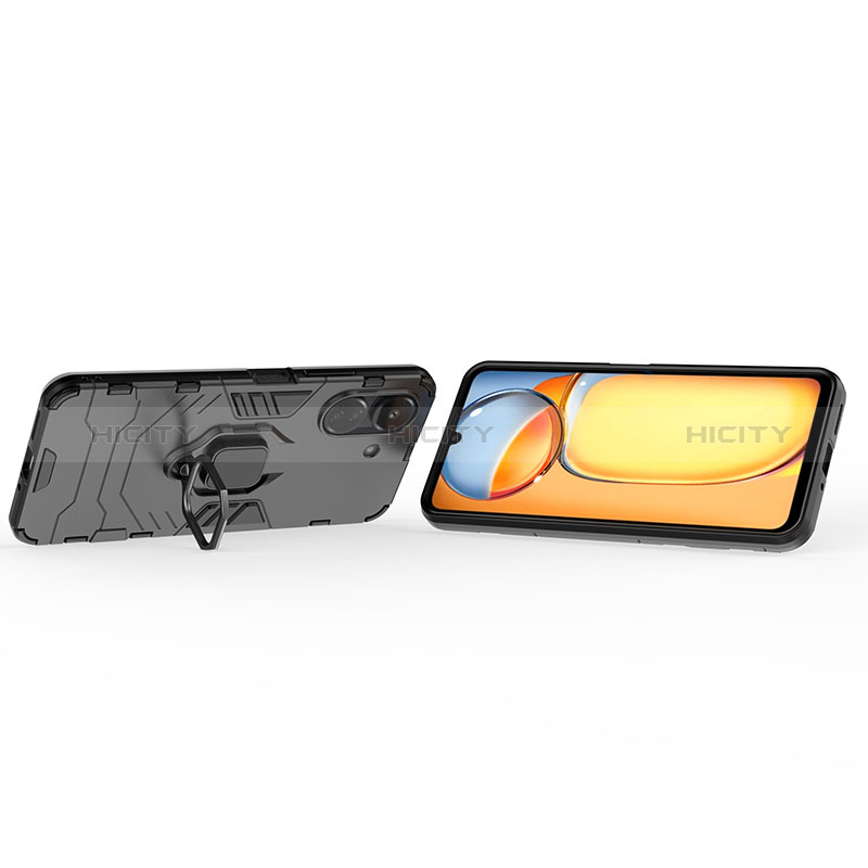 Coque Contour Silicone et Plastique Housse Etui Mat avec Magnetique Support Bague Anneau KC1 pour Xiaomi Poco C65 Plus