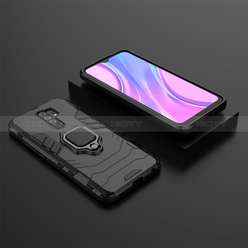 Coque Contour Silicone et Plastique Housse Etui Mat avec Magnetique Support Bague Anneau KC1 pour Xiaomi Poco M2 Plus