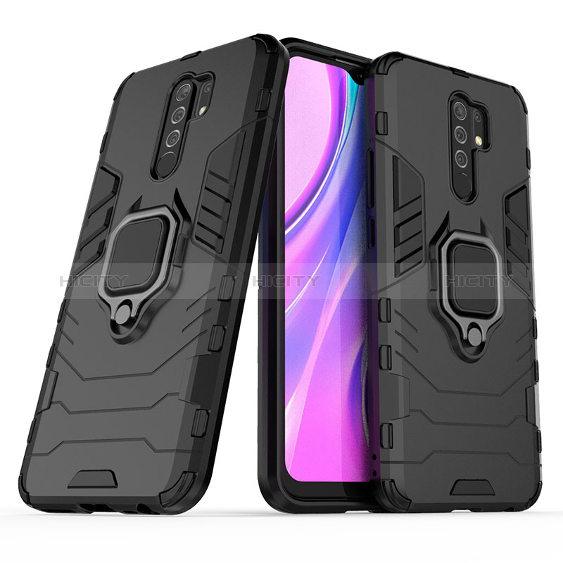 Coque Contour Silicone et Plastique Housse Etui Mat avec Magnetique Support Bague Anneau KC1 pour Xiaomi Poco M2 Plus