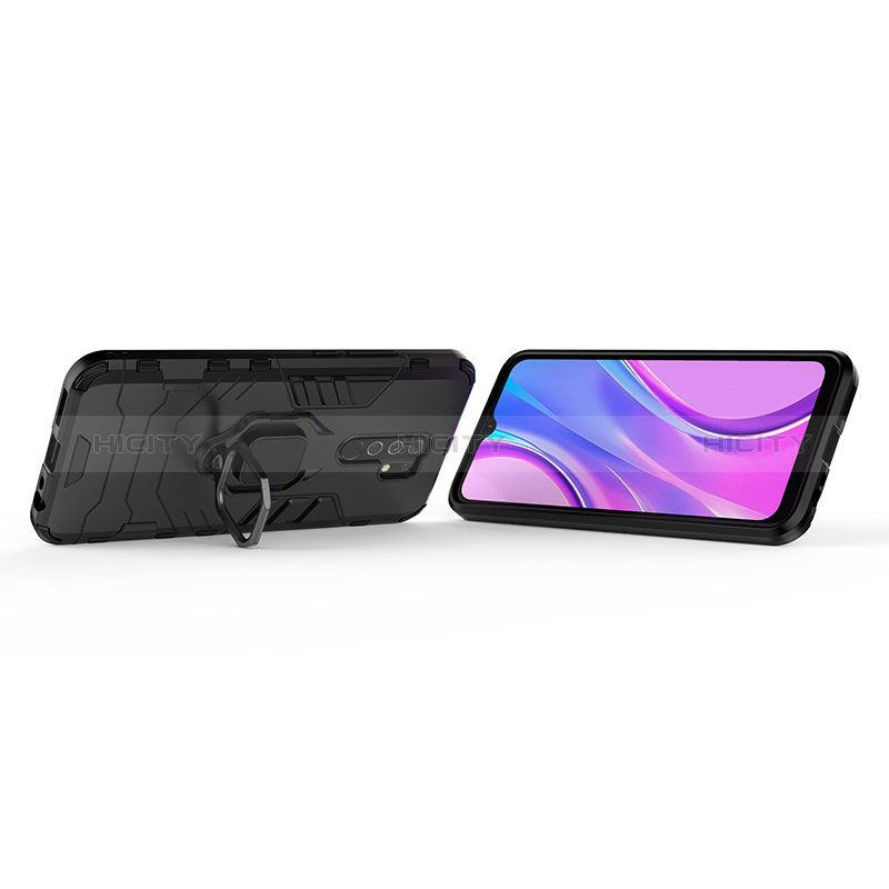 Coque Contour Silicone et Plastique Housse Etui Mat avec Magnetique Support Bague Anneau KC1 pour Xiaomi Poco M2 Plus