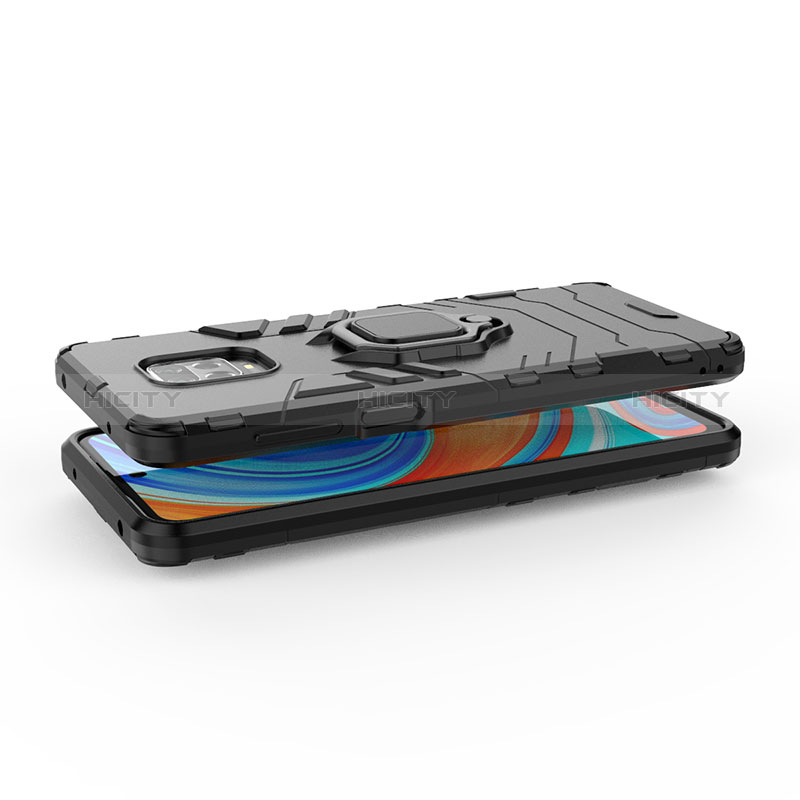 Coque Contour Silicone et Plastique Housse Etui Mat avec Magnetique Support Bague Anneau KC1 pour Xiaomi Poco M2 Pro Plus