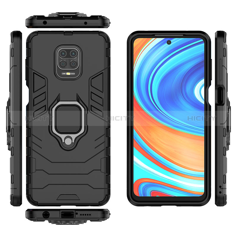 Coque Contour Silicone et Plastique Housse Etui Mat avec Magnetique Support Bague Anneau KC1 pour Xiaomi Poco M2 Pro Plus