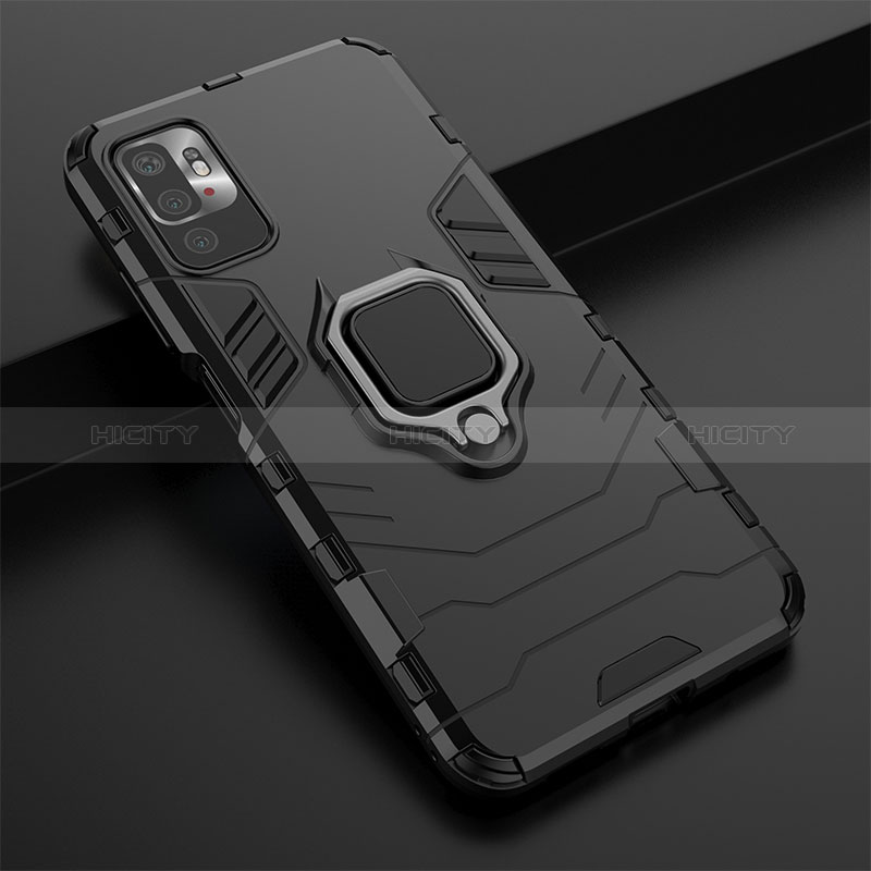 Coque Contour Silicone et Plastique Housse Etui Mat avec Magnetique Support Bague Anneau KC1 pour Xiaomi POCO M3 Pro 5G Plus