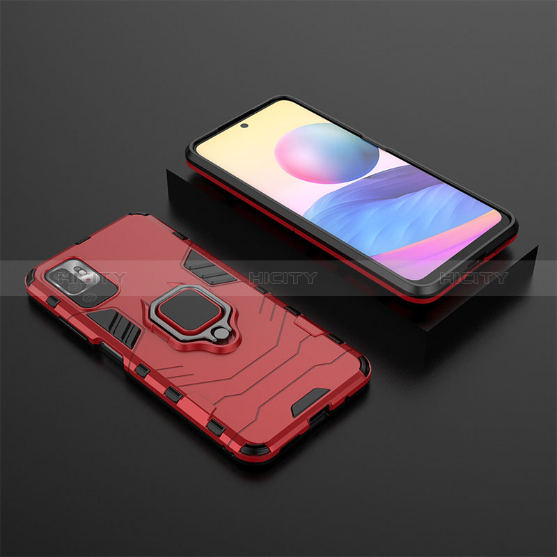 Coque Contour Silicone et Plastique Housse Etui Mat avec Magnetique Support Bague Anneau KC1 pour Xiaomi POCO M3 Pro 5G Plus