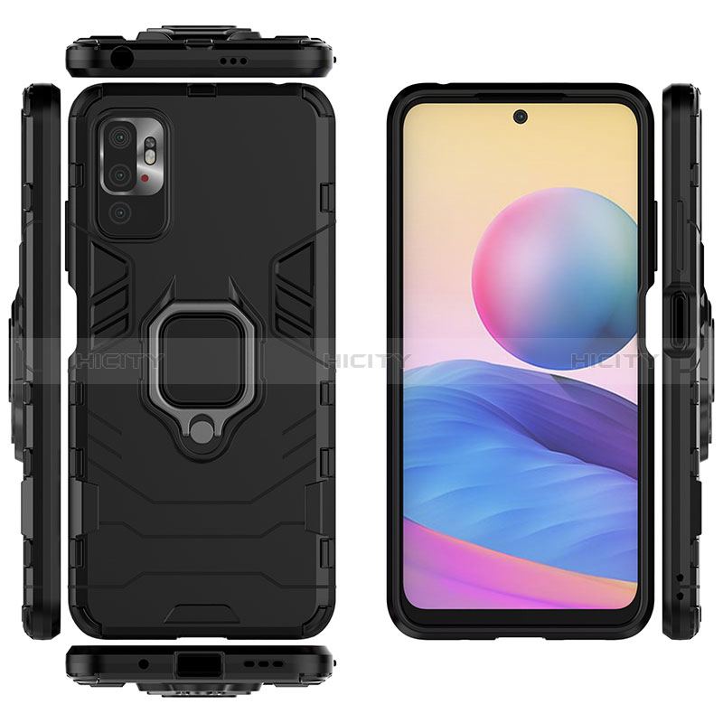 Coque Contour Silicone et Plastique Housse Etui Mat avec Magnetique Support Bague Anneau KC1 pour Xiaomi POCO M3 Pro 5G Plus