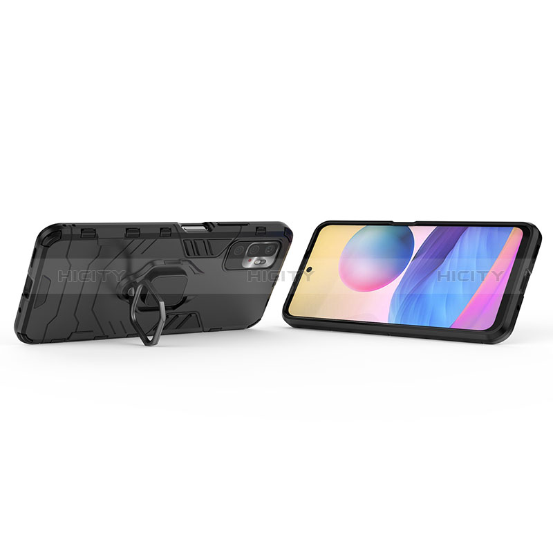 Coque Contour Silicone et Plastique Housse Etui Mat avec Magnetique Support Bague Anneau KC1 pour Xiaomi POCO M3 Pro 5G Plus