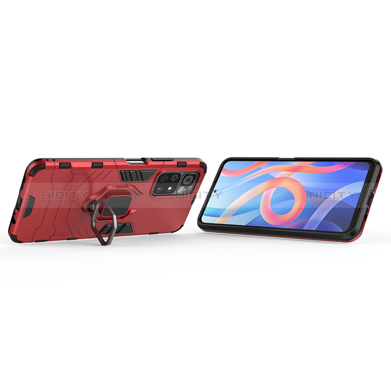 Coque Contour Silicone et Plastique Housse Etui Mat avec Magnetique Support Bague Anneau KC1 pour Xiaomi Poco M4 Pro 5G Plus