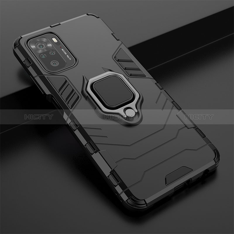 Coque Contour Silicone et Plastique Housse Etui Mat avec Magnetique Support Bague Anneau KC1 pour Xiaomi Poco M5S Plus