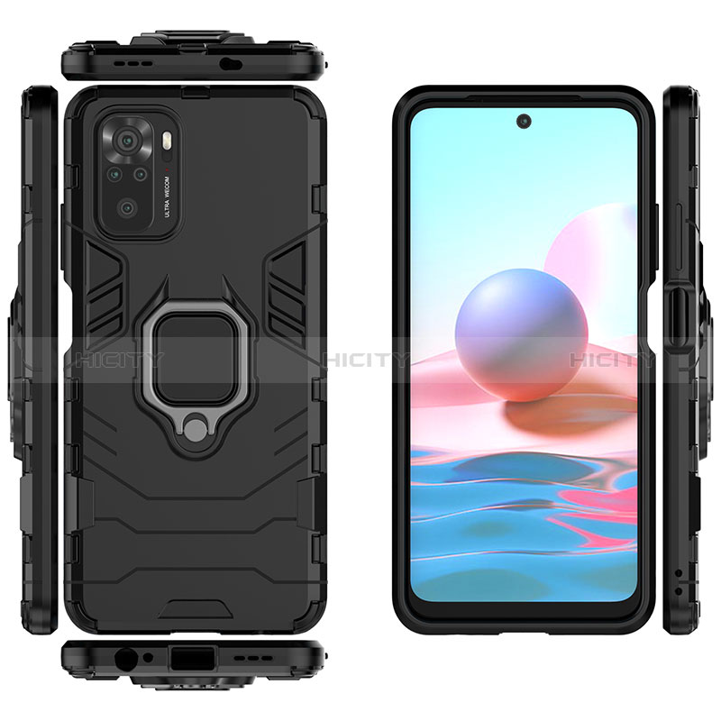 Coque Contour Silicone et Plastique Housse Etui Mat avec Magnetique Support Bague Anneau KC1 pour Xiaomi Poco M5S Plus