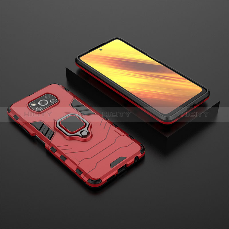 Coque Contour Silicone et Plastique Housse Etui Mat avec Magnetique Support Bague Anneau KC1 pour Xiaomi Poco X3 NFC Plus