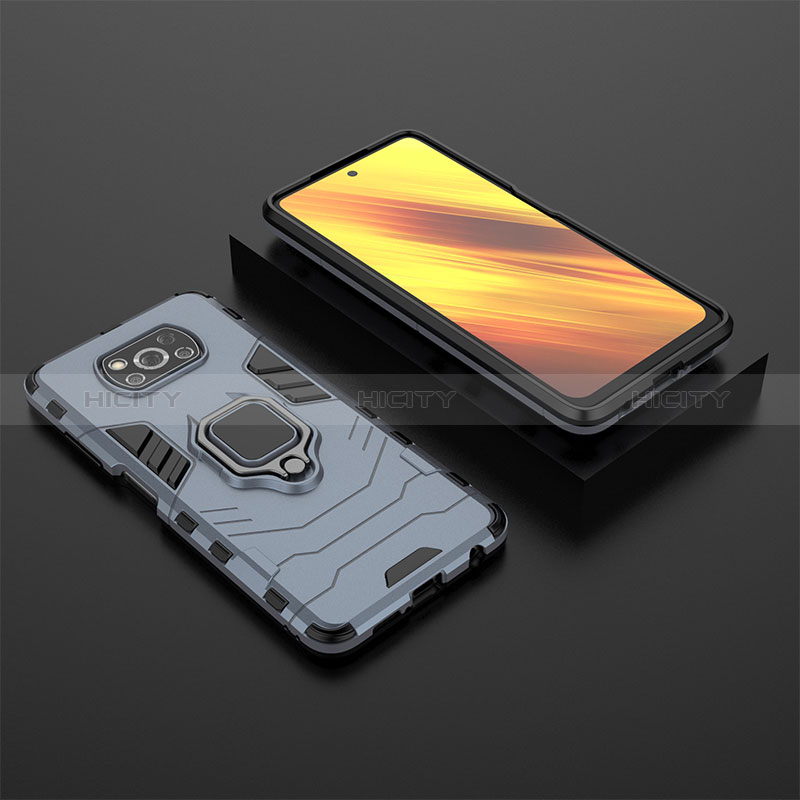 Coque Contour Silicone et Plastique Housse Etui Mat avec Magnetique Support Bague Anneau KC1 pour Xiaomi Poco X3 Pro Plus