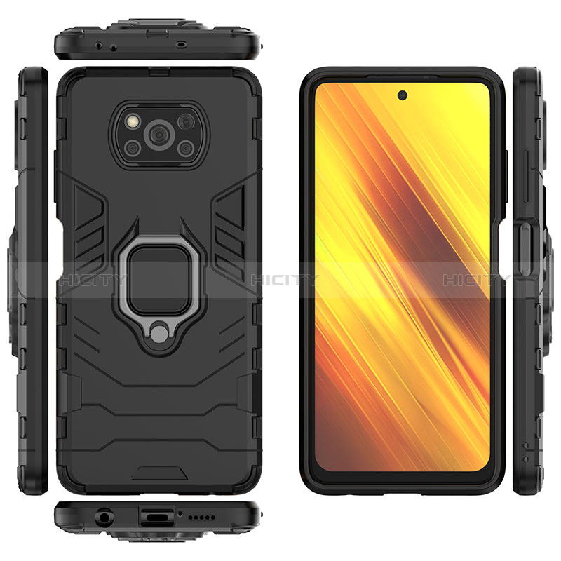 Coque Contour Silicone et Plastique Housse Etui Mat avec Magnetique Support Bague Anneau KC1 pour Xiaomi Poco X3 Pro Plus