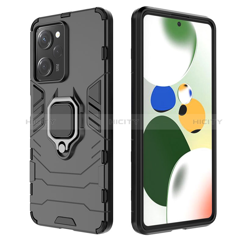 Coque Contour Silicone et Plastique Housse Etui Mat avec Magnetique Support Bague Anneau KC1 pour Xiaomi Poco X5 Pro 5G Plus