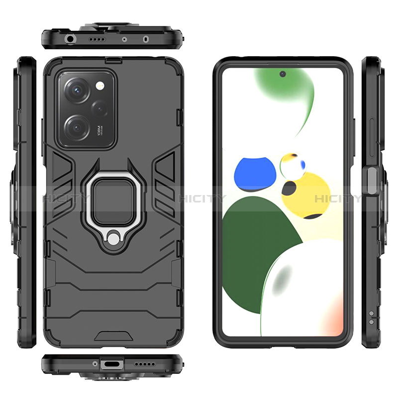 Coque Contour Silicone et Plastique Housse Etui Mat avec Magnetique Support Bague Anneau KC1 pour Xiaomi Poco X5 Pro 5G Plus