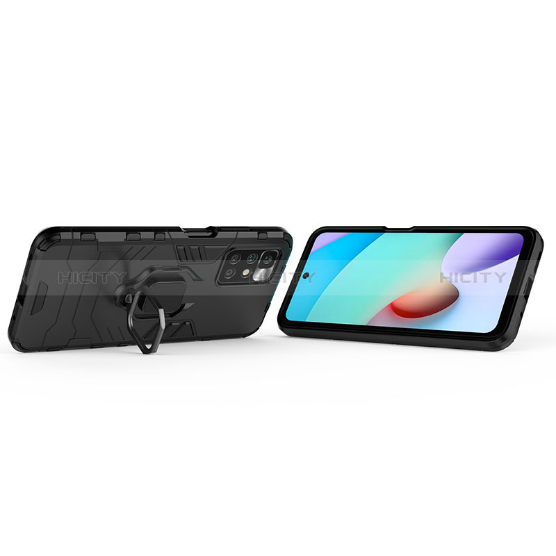 Coque Contour Silicone et Plastique Housse Etui Mat avec Magnetique Support Bague Anneau KC1 pour Xiaomi Redmi 10 4G Plus