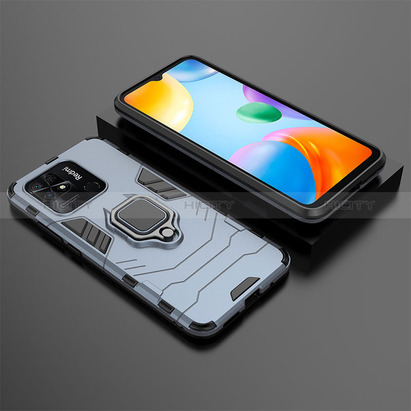 Coque Contour Silicone et Plastique Housse Etui Mat avec Magnetique Support Bague Anneau KC1 pour Xiaomi Redmi 10 India Plus