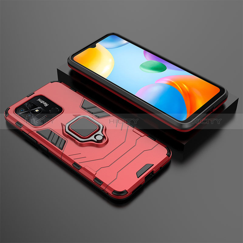 Coque Contour Silicone et Plastique Housse Etui Mat avec Magnetique Support Bague Anneau KC1 pour Xiaomi Redmi 10 India Plus