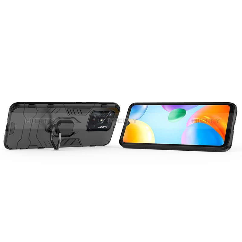 Coque Contour Silicone et Plastique Housse Etui Mat avec Magnetique Support Bague Anneau KC1 pour Xiaomi Redmi 10 India Plus