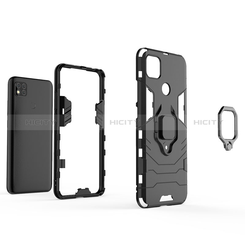 Coque Contour Silicone et Plastique Housse Etui Mat avec Magnetique Support Bague Anneau KC1 pour Xiaomi Redmi 10A 4G Plus