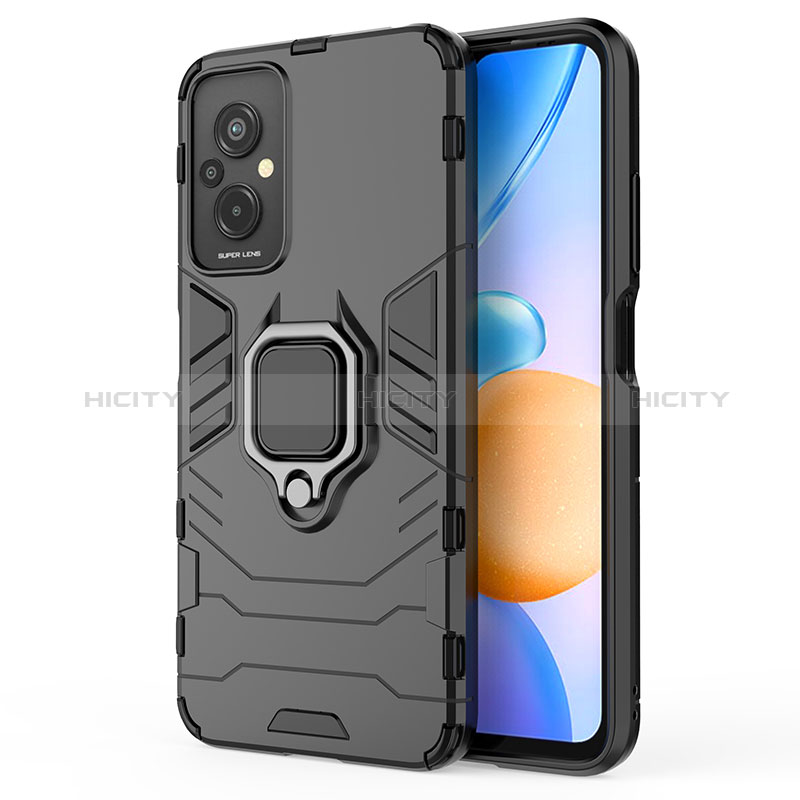 Coque Contour Silicone et Plastique Housse Etui Mat avec Magnetique Support Bague Anneau KC1 pour Xiaomi Redmi 11 Prime 4G Noir Plus