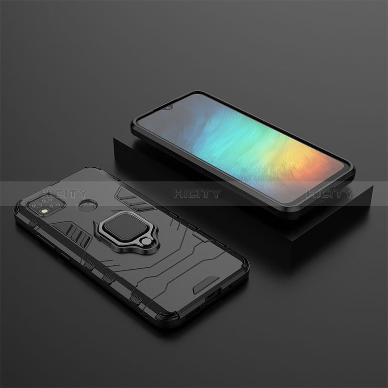 Coque Contour Silicone et Plastique Housse Etui Mat avec Magnetique Support Bague Anneau KC1 pour Xiaomi Redmi 9 Activ Plus