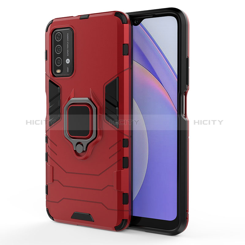 Coque Contour Silicone et Plastique Housse Etui Mat avec Magnetique Support Bague Anneau KC1 pour Xiaomi Redmi 9 Power Plus