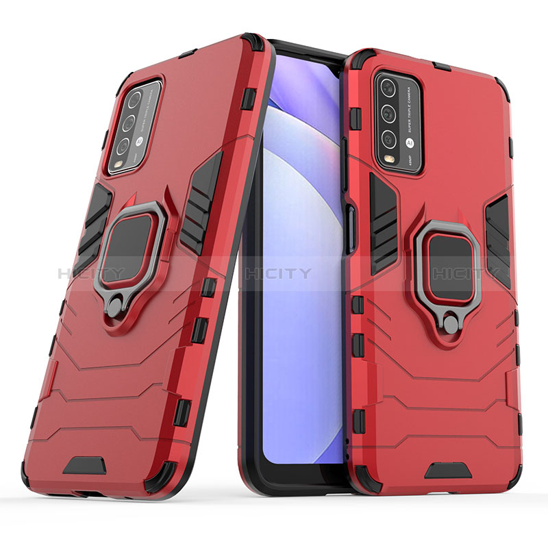 Coque Contour Silicone et Plastique Housse Etui Mat avec Magnetique Support Bague Anneau KC1 pour Xiaomi Redmi 9 Power Plus