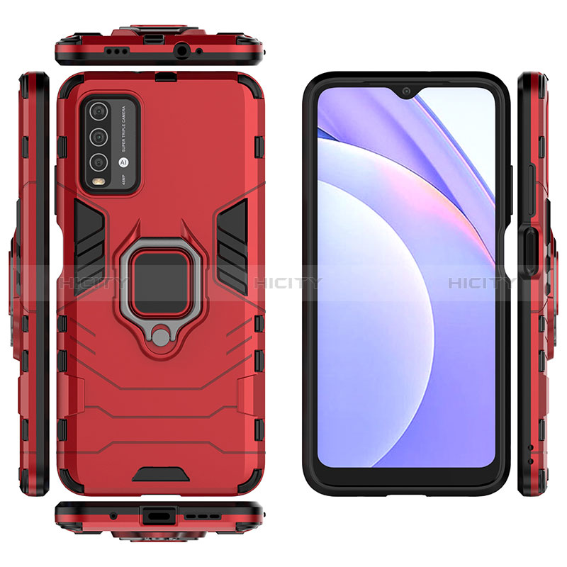 Coque Contour Silicone et Plastique Housse Etui Mat avec Magnetique Support Bague Anneau KC1 pour Xiaomi Redmi 9 Power Plus