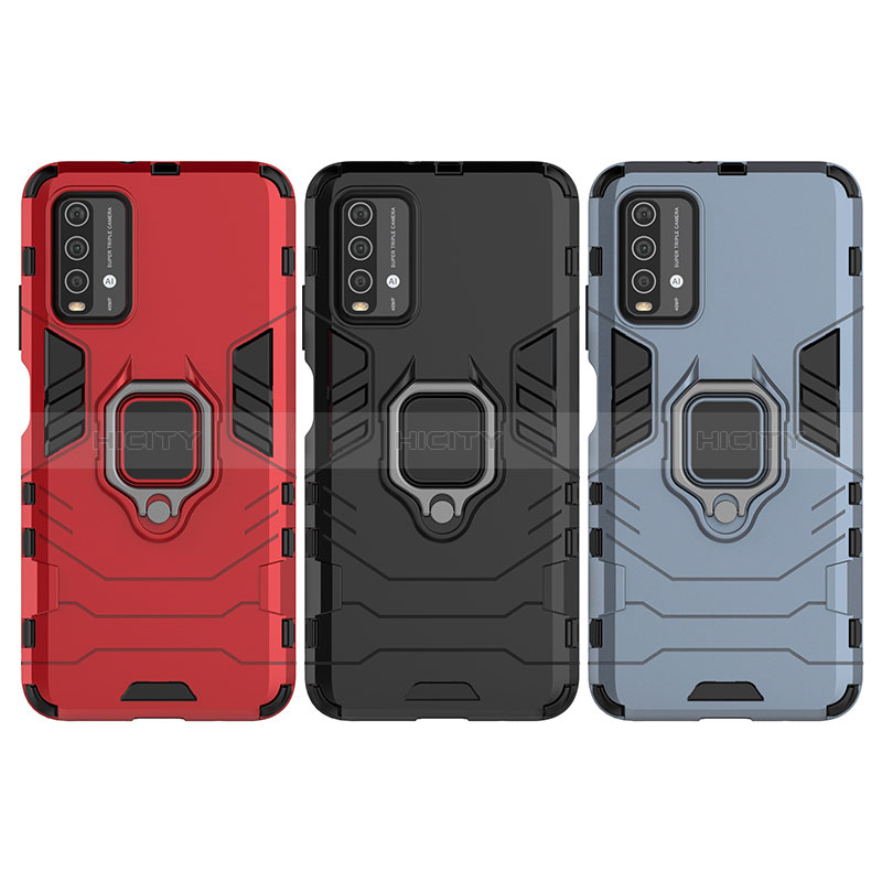 Coque Contour Silicone et Plastique Housse Etui Mat avec Magnetique Support Bague Anneau KC1 pour Xiaomi Redmi 9 Power Plus