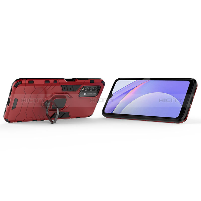 Coque Contour Silicone et Plastique Housse Etui Mat avec Magnetique Support Bague Anneau KC1 pour Xiaomi Redmi 9 Power Plus