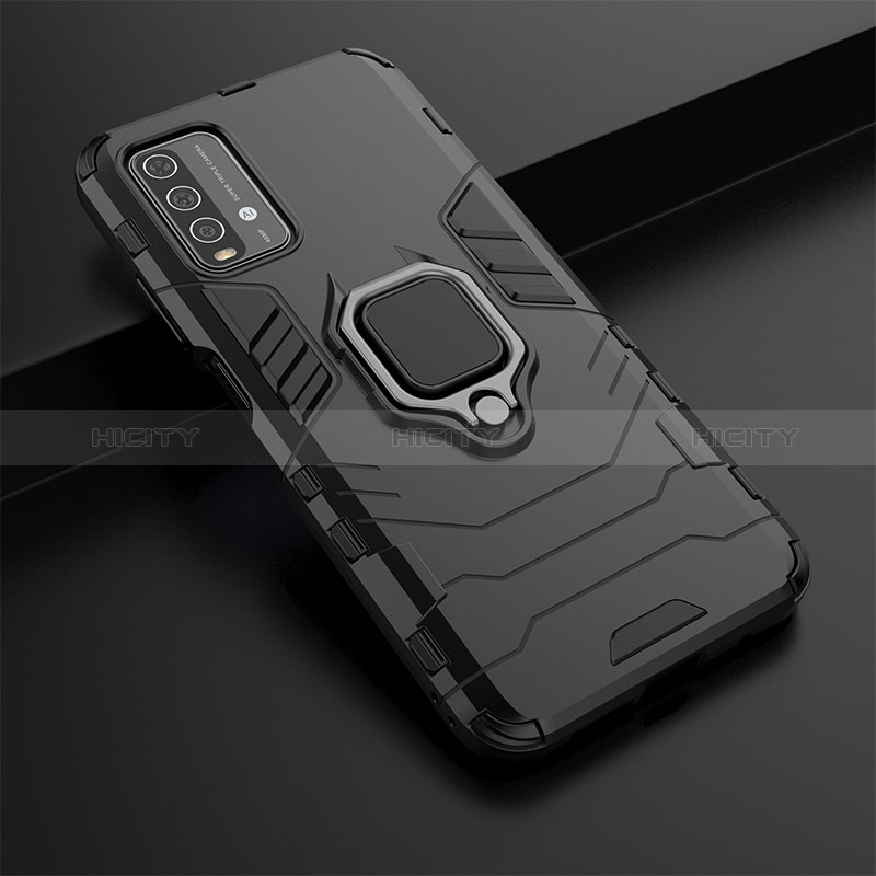 Coque Contour Silicone et Plastique Housse Etui Mat avec Magnetique Support Bague Anneau KC1 pour Xiaomi Redmi 9 Power Plus