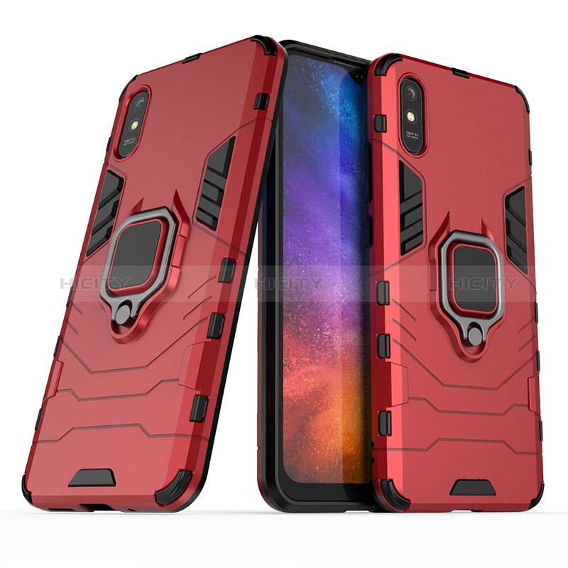 Coque Contour Silicone et Plastique Housse Etui Mat avec Magnetique Support Bague Anneau KC1 pour Xiaomi Redmi 9A Plus