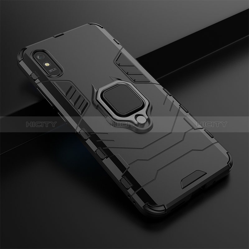 Coque Contour Silicone et Plastique Housse Etui Mat avec Magnetique Support Bague Anneau KC1 pour Xiaomi Redmi 9A Plus