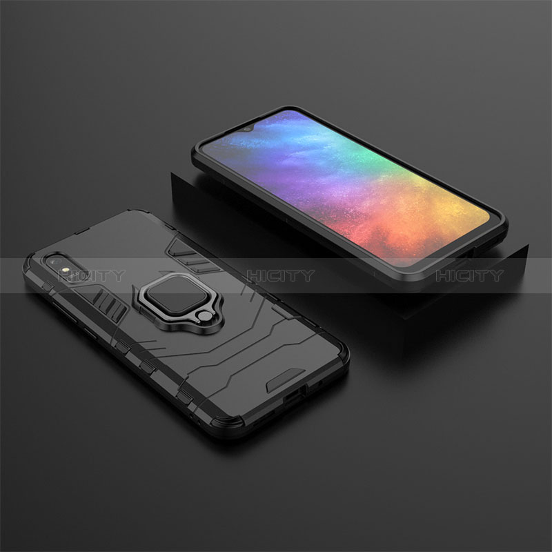 Coque Contour Silicone et Plastique Housse Etui Mat avec Magnetique Support Bague Anneau KC1 pour Xiaomi Redmi 9AT Noir Plus