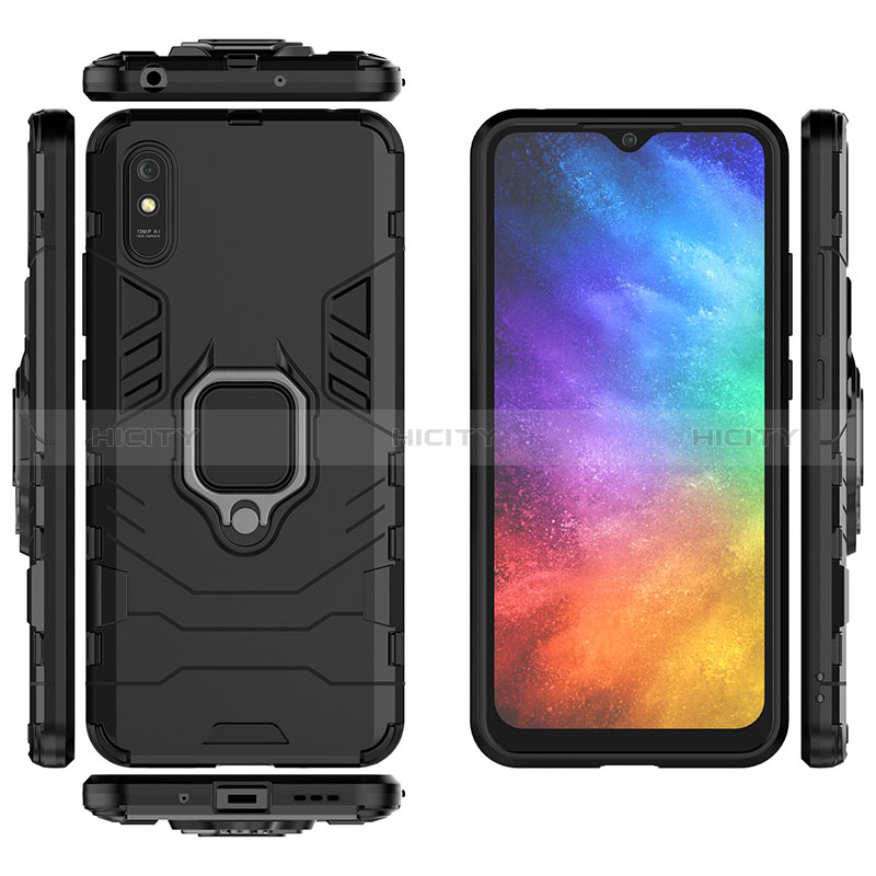 Coque Contour Silicone et Plastique Housse Etui Mat avec Magnetique Support Bague Anneau KC1 pour Xiaomi Redmi 9AT Plus