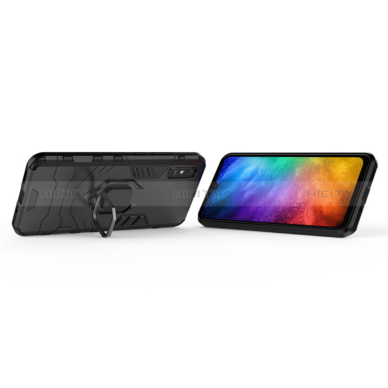 Coque Contour Silicone et Plastique Housse Etui Mat avec Magnetique Support Bague Anneau KC1 pour Xiaomi Redmi 9AT Plus