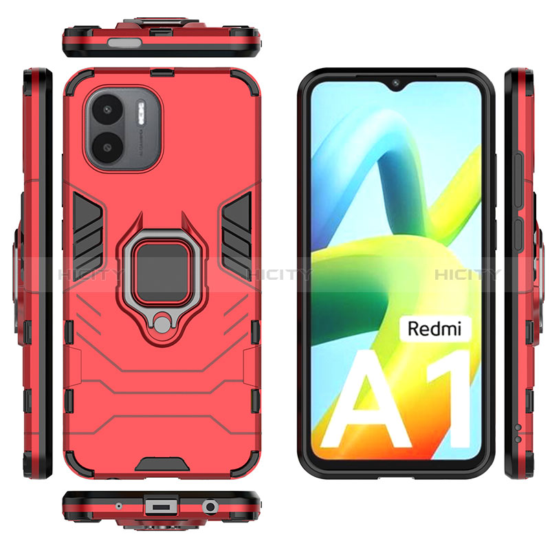 Coque Contour Silicone et Plastique Housse Etui Mat avec Magnetique Support Bague Anneau KC1 pour Xiaomi Redmi A1 Plus