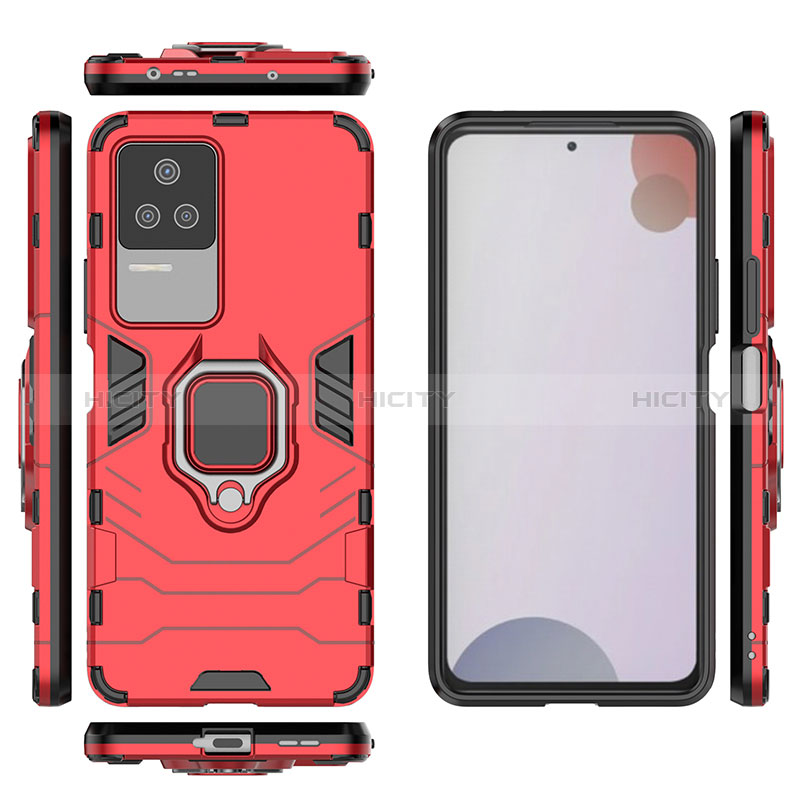 Coque Contour Silicone et Plastique Housse Etui Mat avec Magnetique Support Bague Anneau KC1 pour Xiaomi Redmi K50 5G Plus