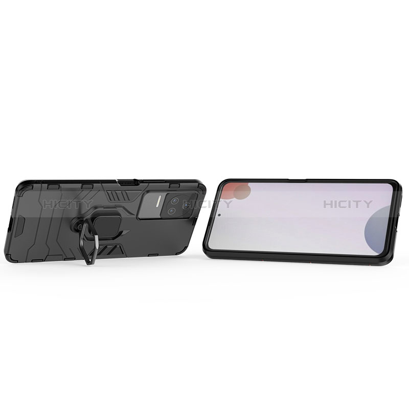 Coque Contour Silicone et Plastique Housse Etui Mat avec Magnetique Support Bague Anneau KC1 pour Xiaomi Redmi K50 5G Plus