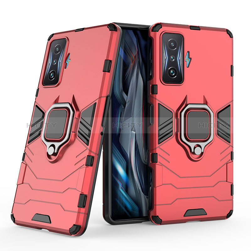 Coque Contour Silicone et Plastique Housse Etui Mat avec Magnetique Support Bague Anneau KC1 pour Xiaomi Redmi K50 Gaming 5G Plus