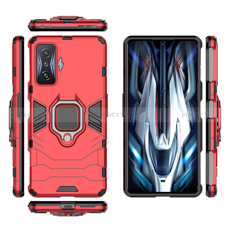 Coque Contour Silicone et Plastique Housse Etui Mat avec Magnetique Support Bague Anneau KC1 pour Xiaomi Redmi K50 Gaming AMG F1 5G Plus