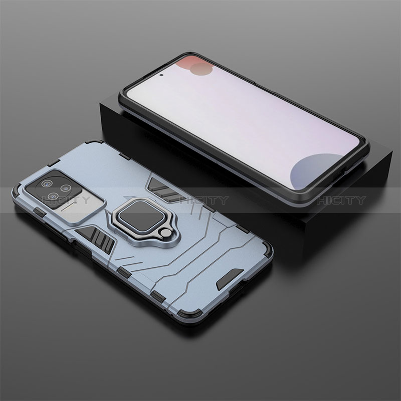 Coque Contour Silicone et Plastique Housse Etui Mat avec Magnetique Support Bague Anneau KC1 pour Xiaomi Redmi K50 Pro 5G Plus