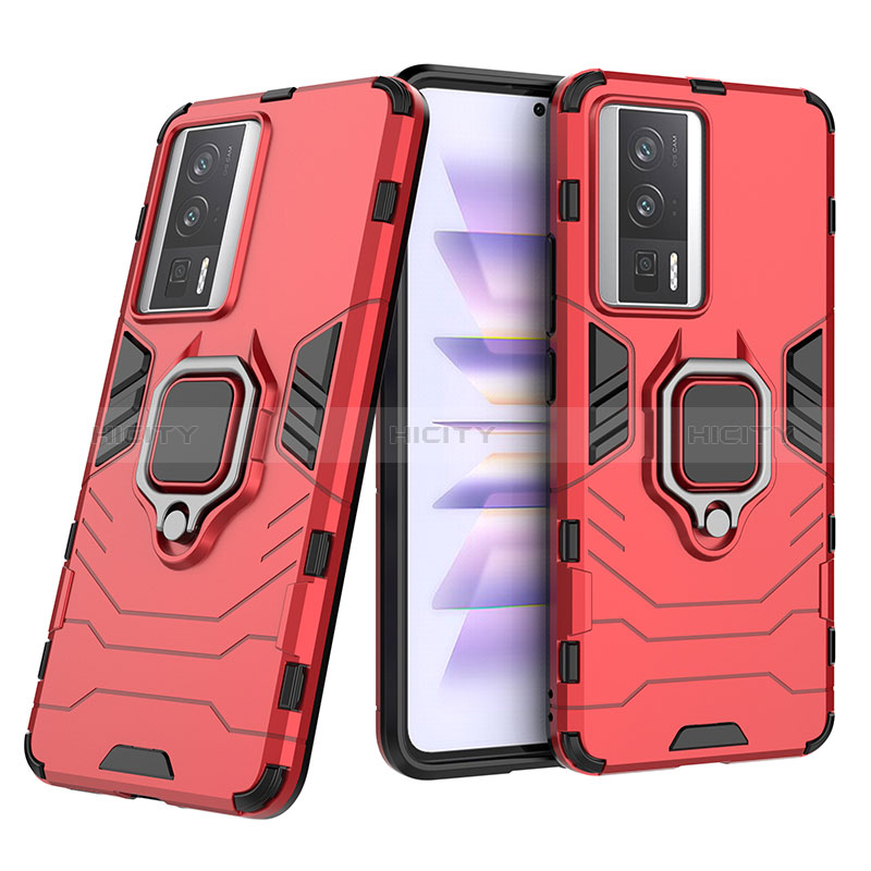 Coque Contour Silicone et Plastique Housse Etui Mat avec Magnetique Support Bague Anneau KC1 pour Xiaomi Redmi K60 Pro 5G Plus