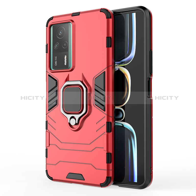 Coque Contour Silicone et Plastique Housse Etui Mat avec Magnetique Support Bague Anneau KC1 pour Xiaomi Redmi K60E 5G Plus