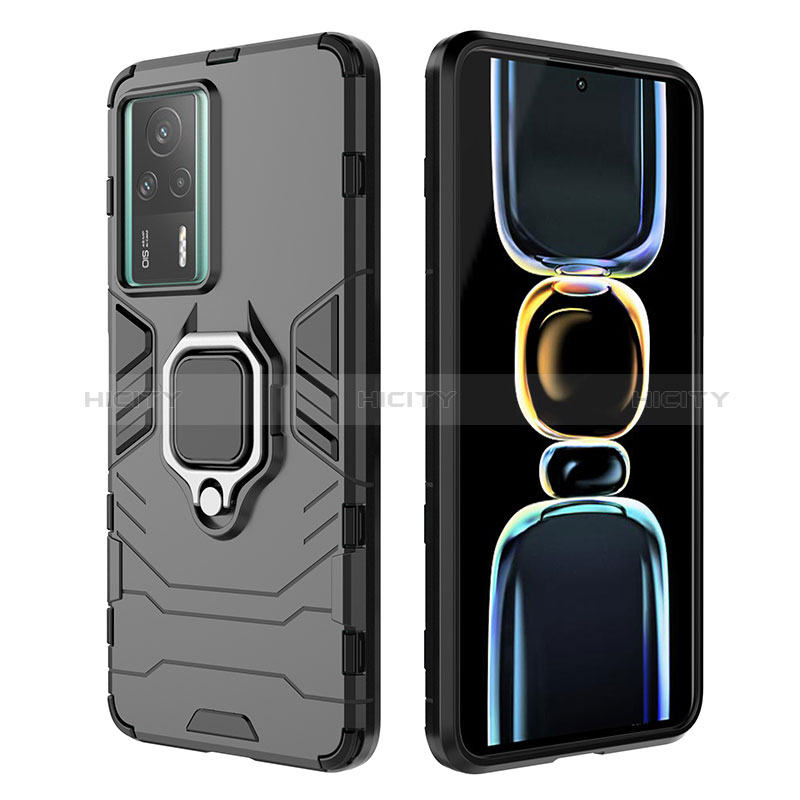 Coque Contour Silicone et Plastique Housse Etui Mat avec Magnetique Support Bague Anneau KC1 pour Xiaomi Redmi K60E 5G Plus