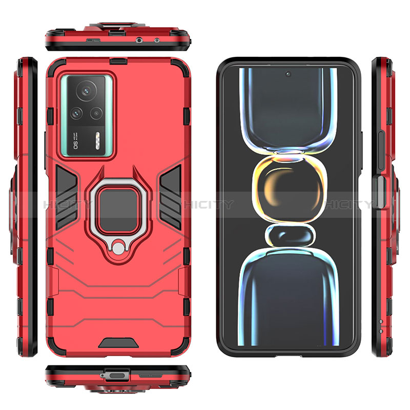 Coque Contour Silicone et Plastique Housse Etui Mat avec Magnetique Support Bague Anneau KC1 pour Xiaomi Redmi K60E 5G Plus