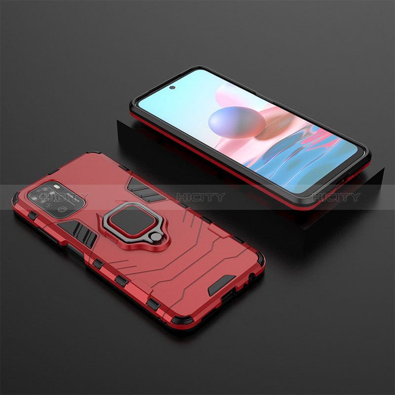 Coque Contour Silicone et Plastique Housse Etui Mat avec Magnetique Support Bague Anneau KC1 pour Xiaomi Redmi Note 10 4G Plus