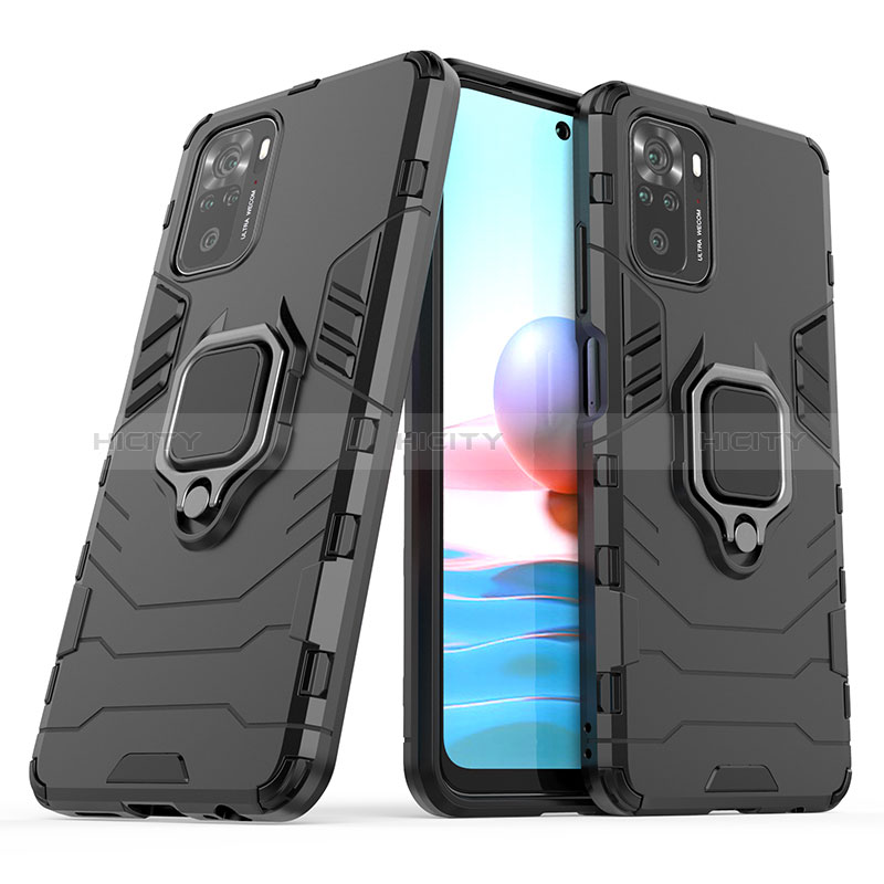 Coque Contour Silicone et Plastique Housse Etui Mat avec Magnetique Support Bague Anneau KC1 pour Xiaomi Redmi Note 10 4G Plus