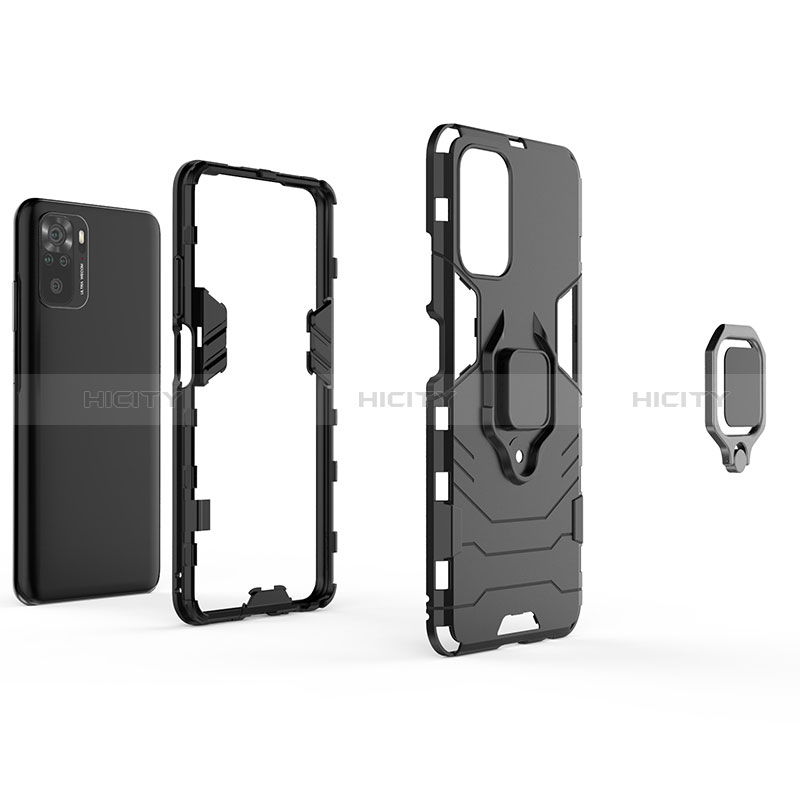 Coque Contour Silicone et Plastique Housse Etui Mat avec Magnetique Support Bague Anneau KC1 pour Xiaomi Redmi Note 10 4G Plus